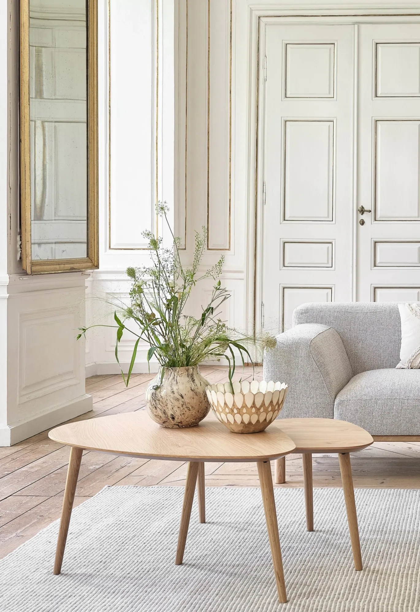Salontafel Adda Driehoekig Naturel Eiken Set van 2 - Giga Living
