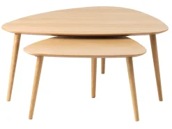 Salontafel Adda Driehoekig Naturel Eiken Set van 2 - Giga Living