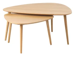 Salontafel Adda Driehoekig Naturel Eiken Set van 2 - Giga Living