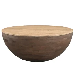 Salontafel Aiden Travertin Donkerbruin Rond - Giga Meubel