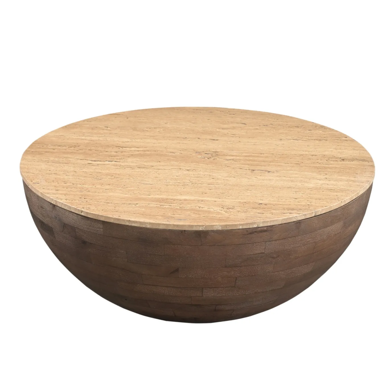 Salontafel Aiden Travertin Donkerbruin Rond - Giga Meubel