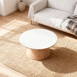 Salontafel Alba Naturel Marmer 80cm Rond - Giga Meubel