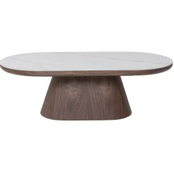 Salontafel Alba Walnoot Marmer 120cm Ovaal - Giga Meubel