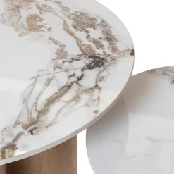 Salontafel Alita Naturel Marmer Rond Set van 2 - Giga Meubel