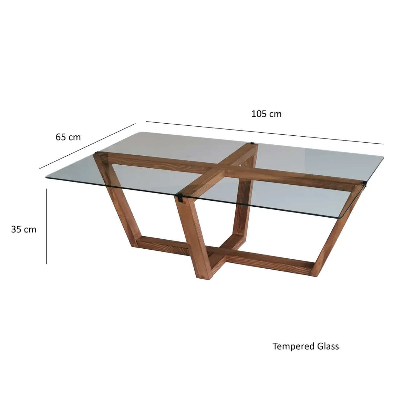 Salontafel Amalfi Glas/Walnoot 105cm