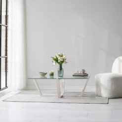 Salontafel Amalfi Glas/Wit 105cm