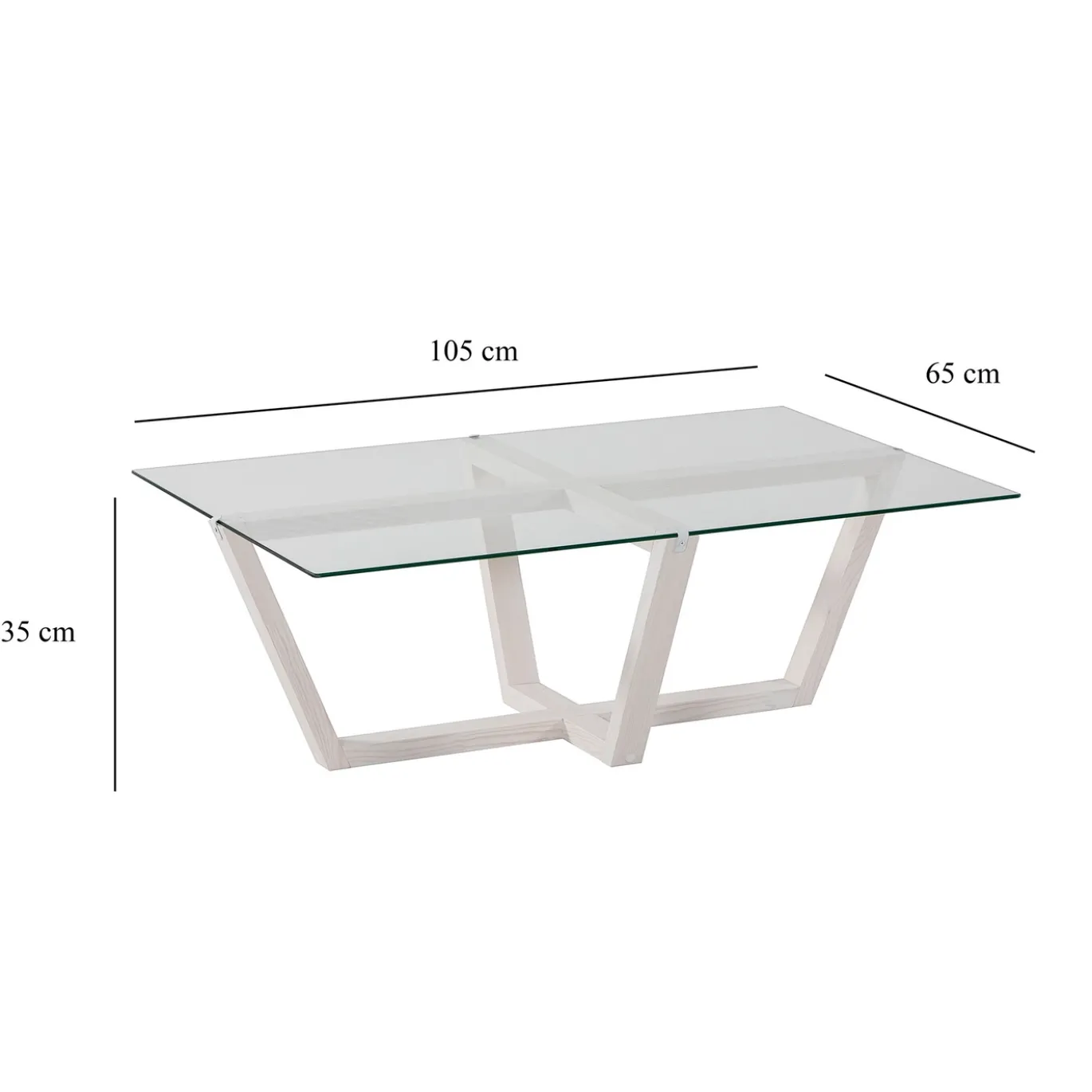Salontafel Amalfi Glas/Wit 105cm