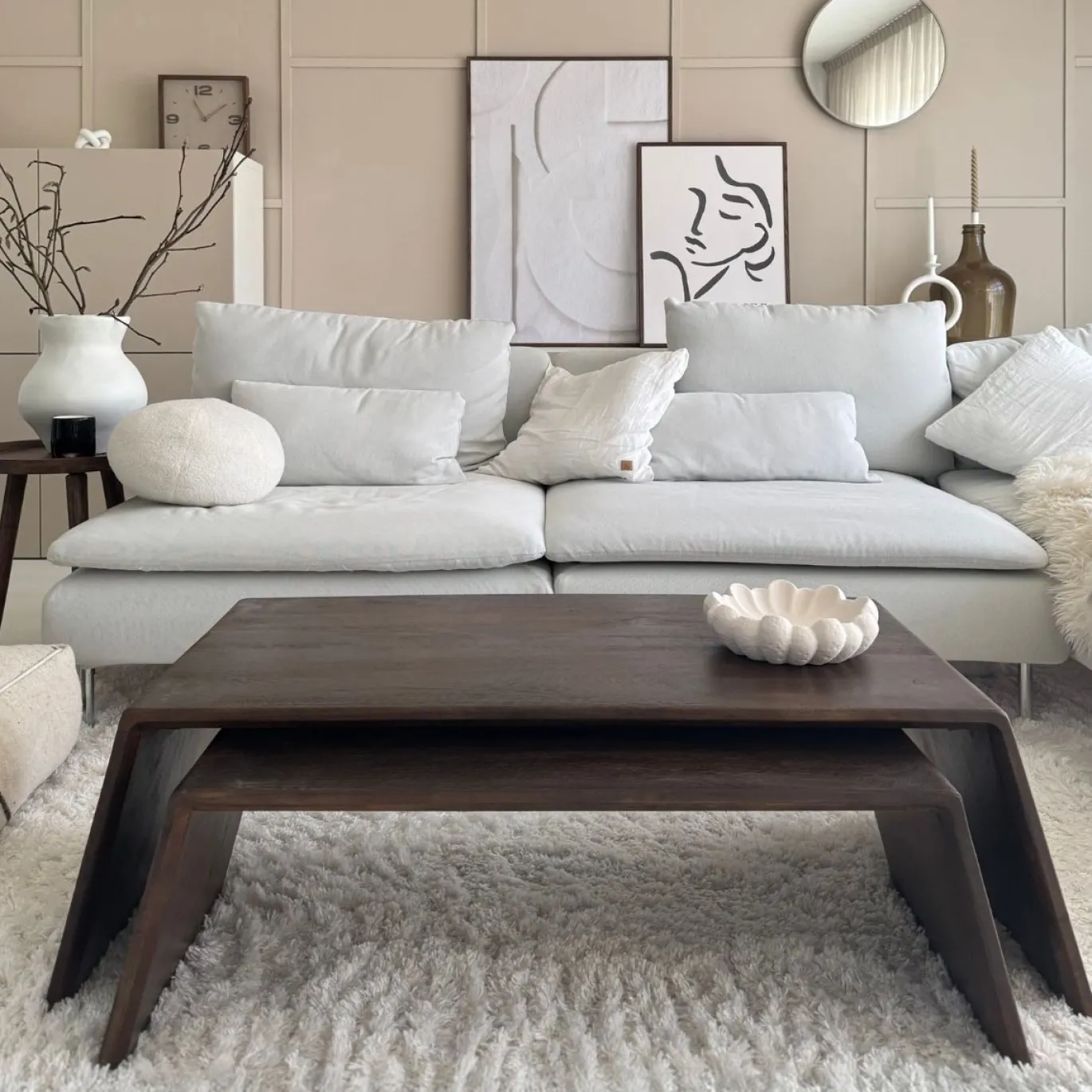 Salontafel Amaya Donkerbruin (set van 2) - Giga Meubel
