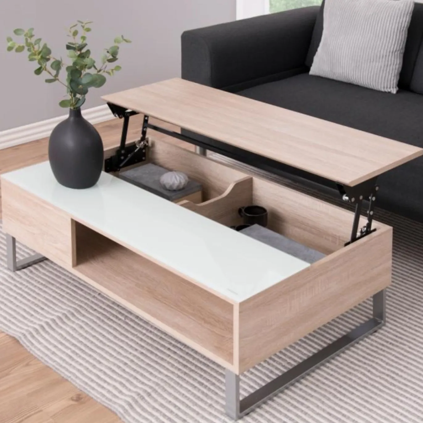 Salontafel Archie Glas Wit 110cm - Giga Living