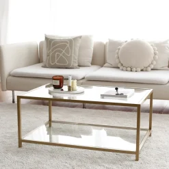 Salontafel Astro Goud/Glas 90cm