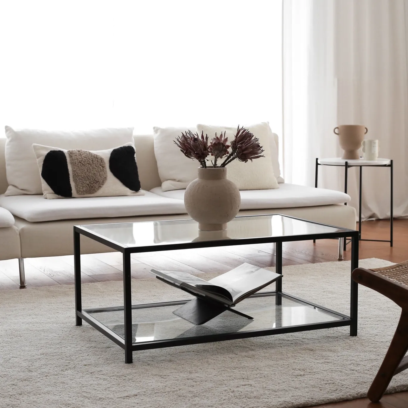 Salontafel Astro Zwart/Glas 90cm