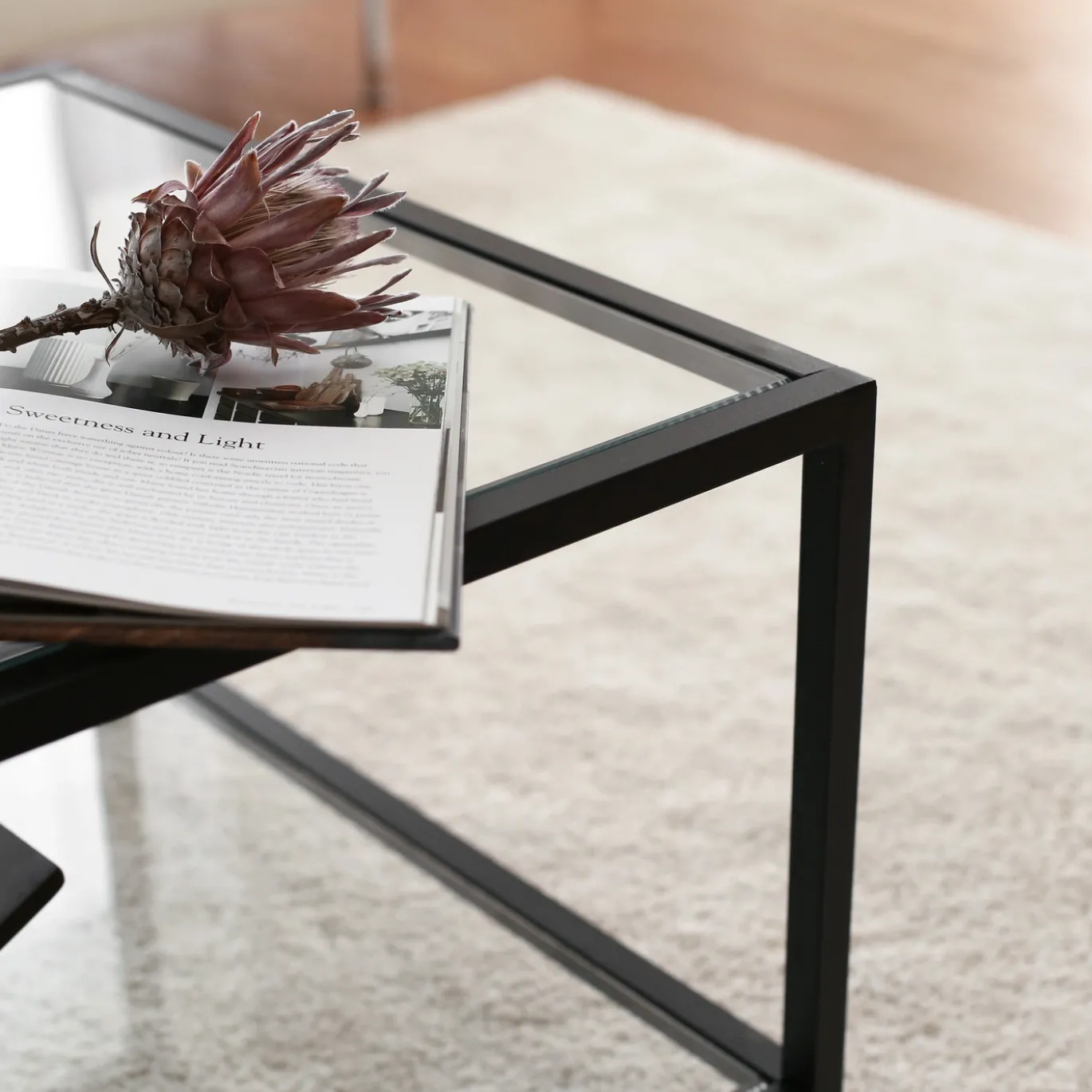 Salontafel Astro Zwart/Glas 90cm