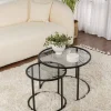 Salontafel Aurum Ø60/Ø42cm Zwart/Smoke Set van 2