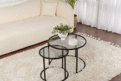 Salontafel Aurum Ø60/Ø42cm Zwart/Smoke Set van 2