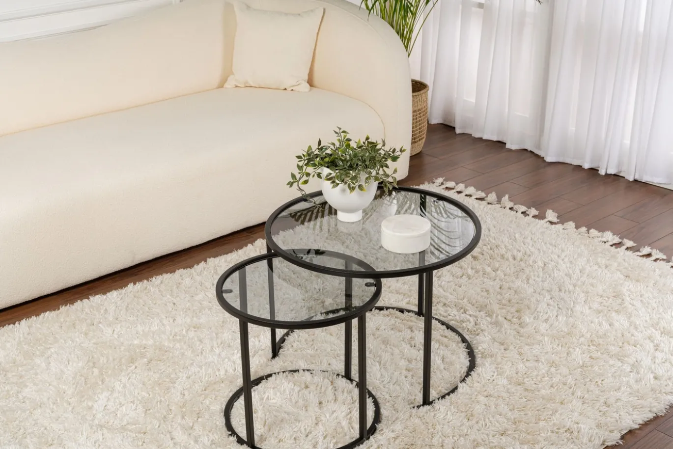 Salontafel Aurum Ø60/Ø42cm Zwart/Smoke Set van 2