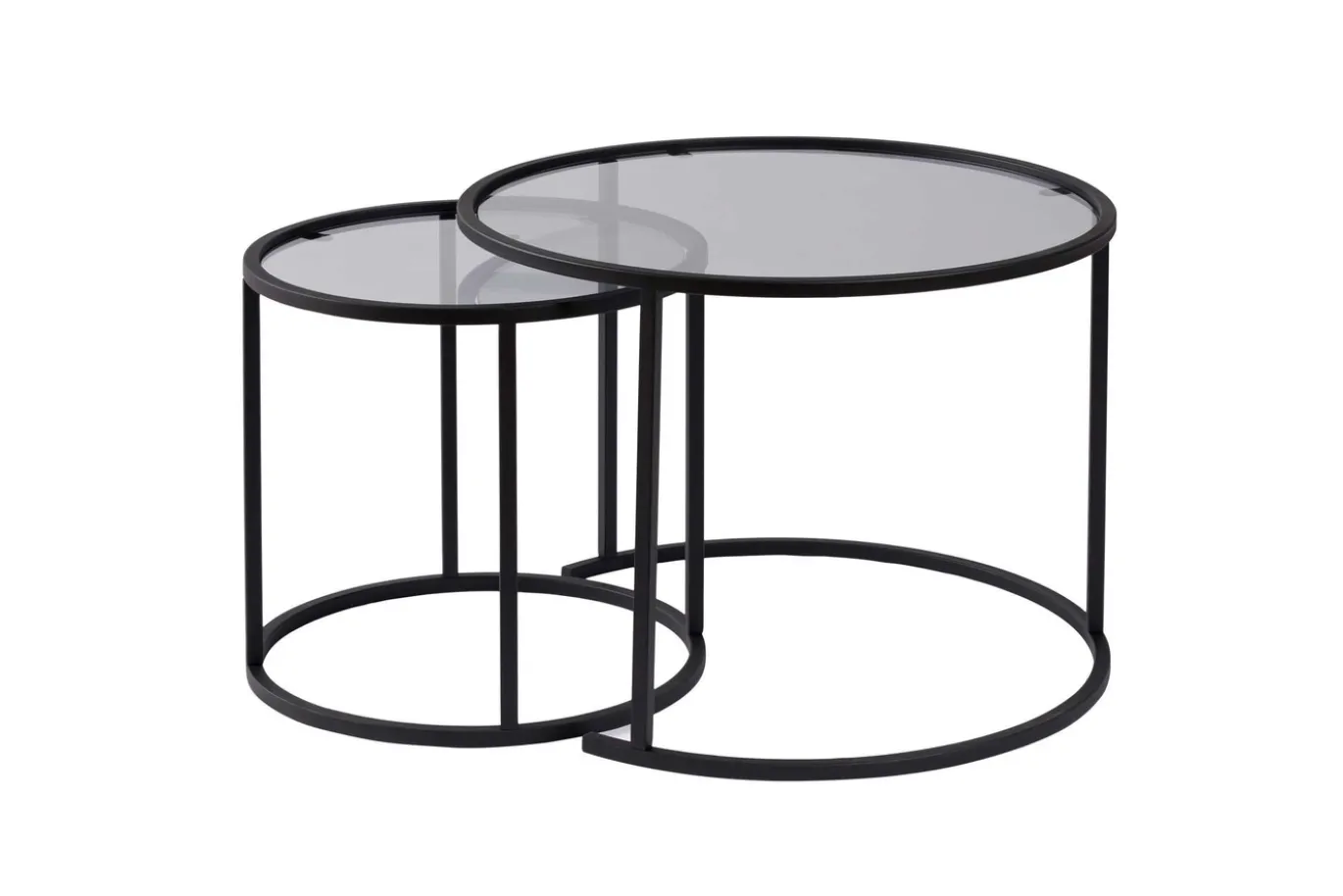 Salontafel Aurum Ø60/Ø42cm Zwart/Smoke Set van 2