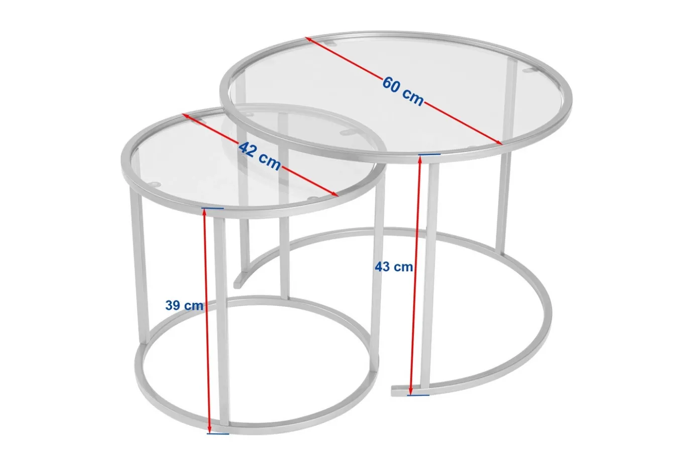 Salontafel Aurum Ø60/Ø42cm Zwart/Smoke Set van 2