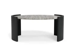 Salontafel Avery Marmer Grijs Zwart Ø95cm - Giga Living