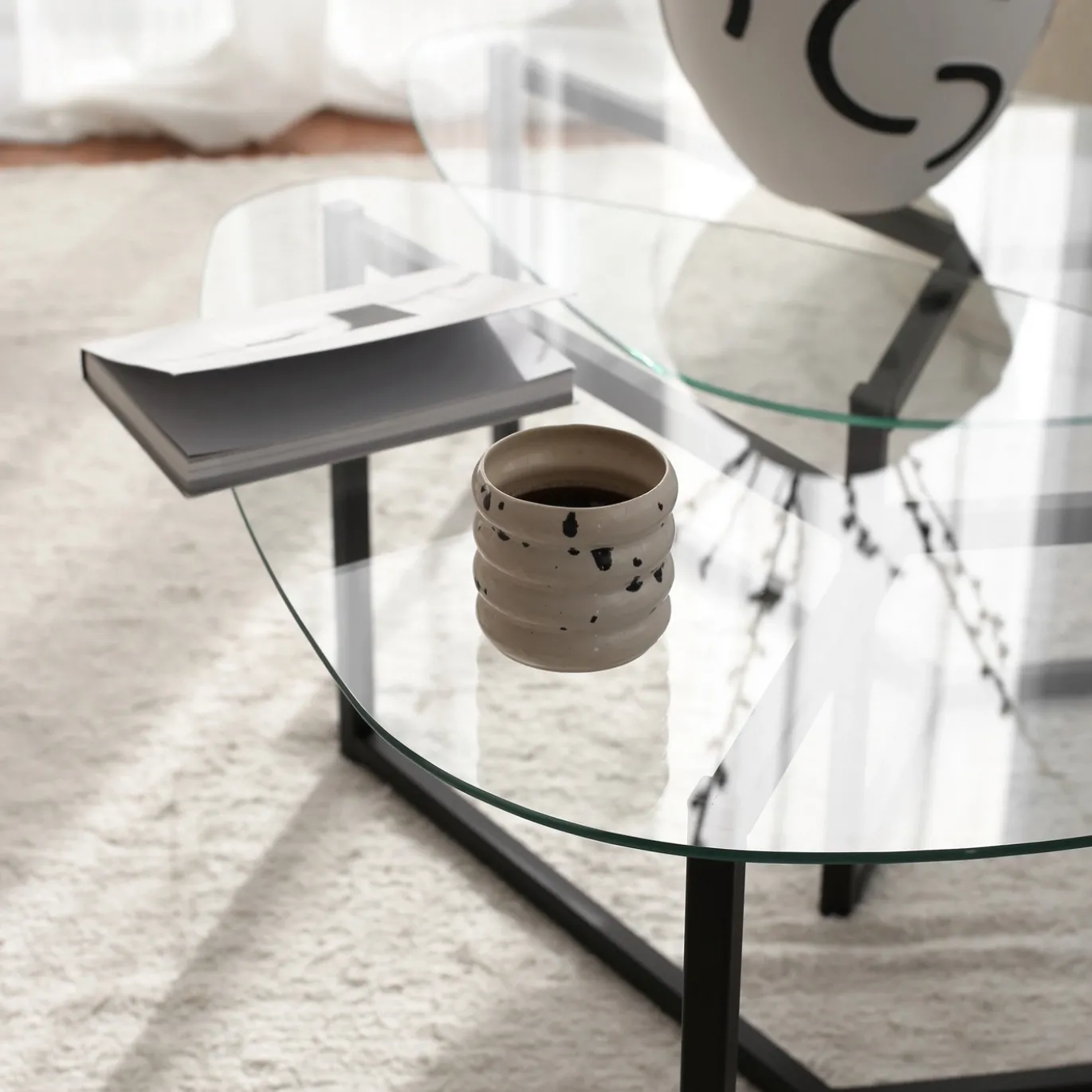 Salontafel Bellisimo Glas/Zwart Set van 2