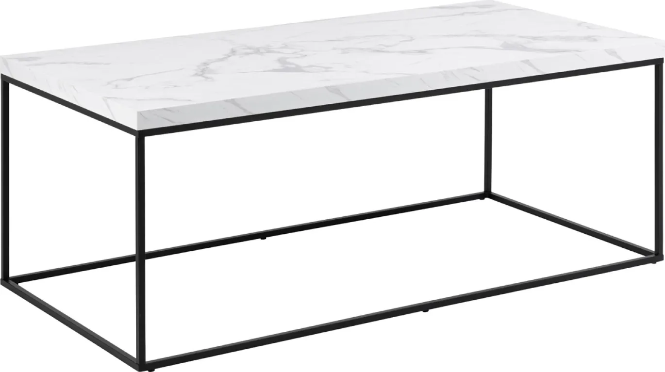 Salontafel Brennero Rechthoek Wit Marmerlook 110cm - Giga Living