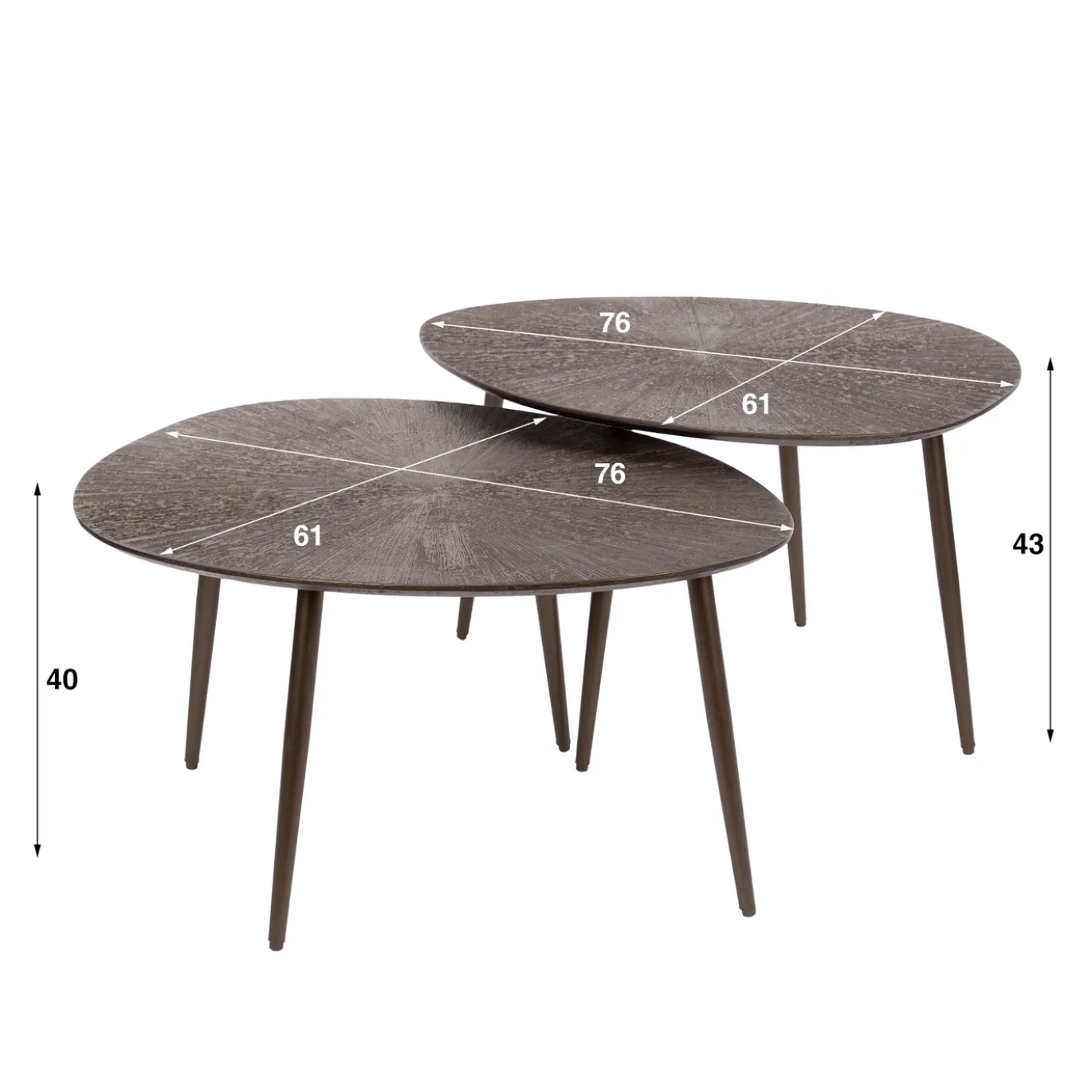 Salontafel Brown Ray Metal Organisch Set van 2 - Giga Meubel