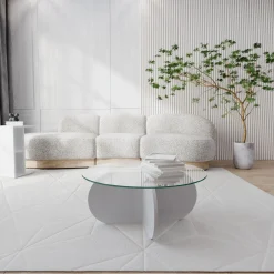 Salontafel Bubble Glas/Wit Ø75cm
