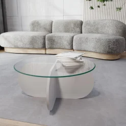 Salontafel Bubble Glas/Wit Ø75cm