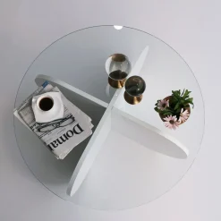 Salontafel Bubble Glas/Wit Ø75cm