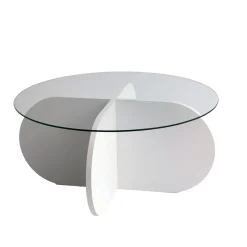 Salontafel Bubble Glas/Wit Ø75cm