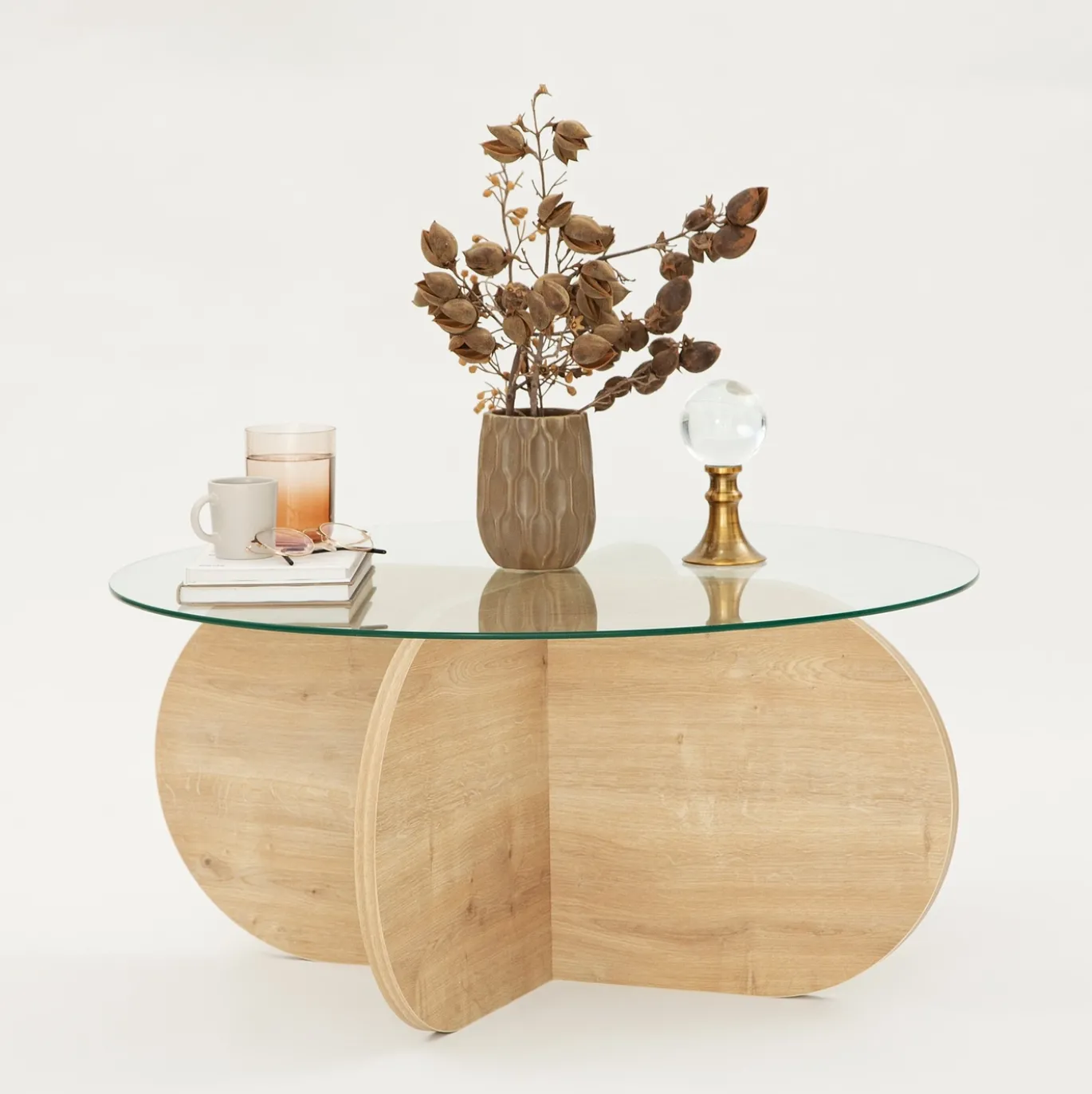 Salontafel Bubble Naturel/Glas