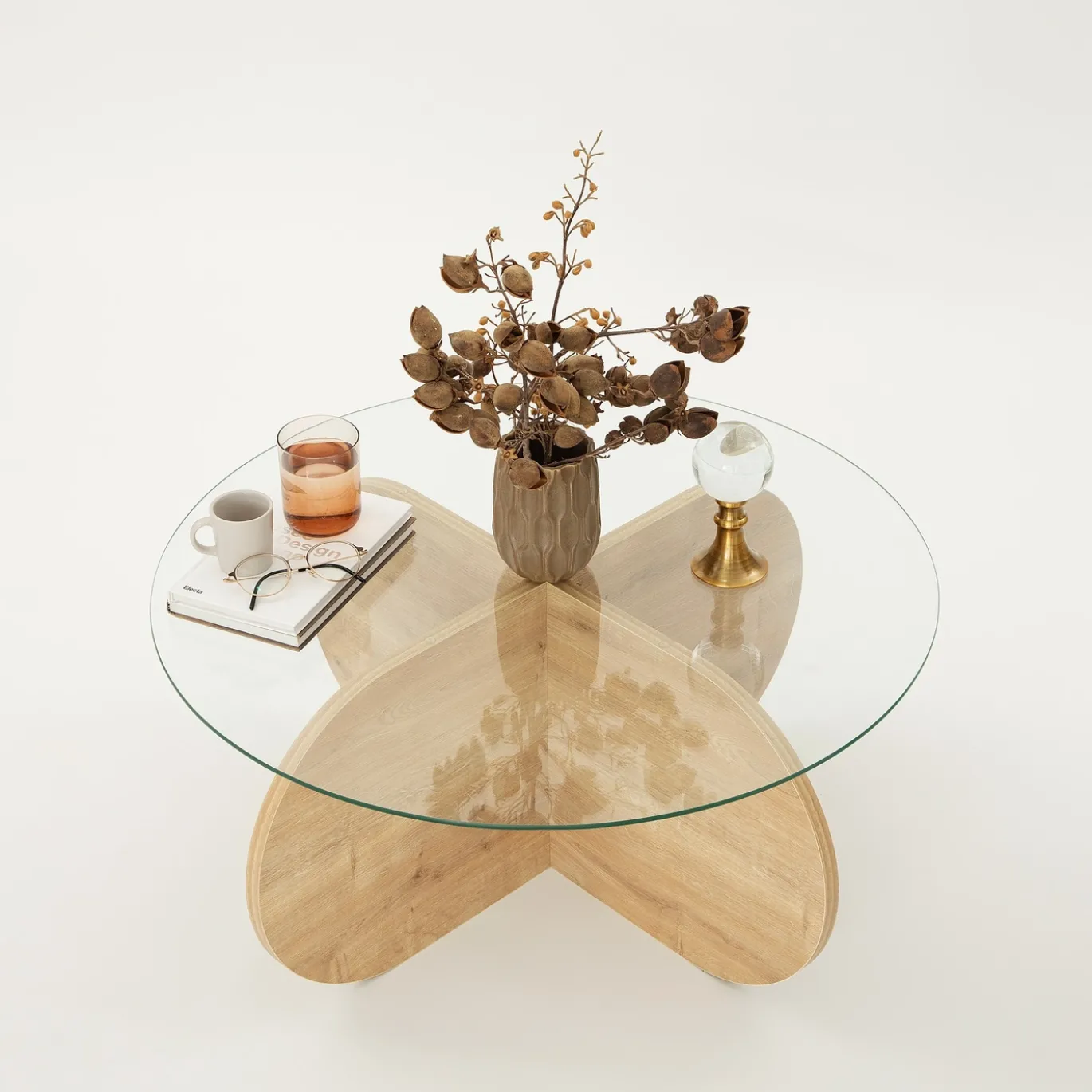 Salontafel Bubble Naturel/Glas