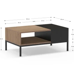Salontafel Cailin 2v Naturel/zwart met Metaal - Giga Meubel