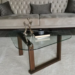 Salontafel Cam Block Glas/Walnoot