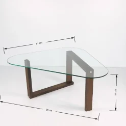 Salontafel Cam Block Glas/Walnoot