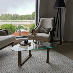 Salontafel Cam Block Glas/Walnoot