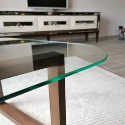 Salontafel Cam Block Glas/Walnoot