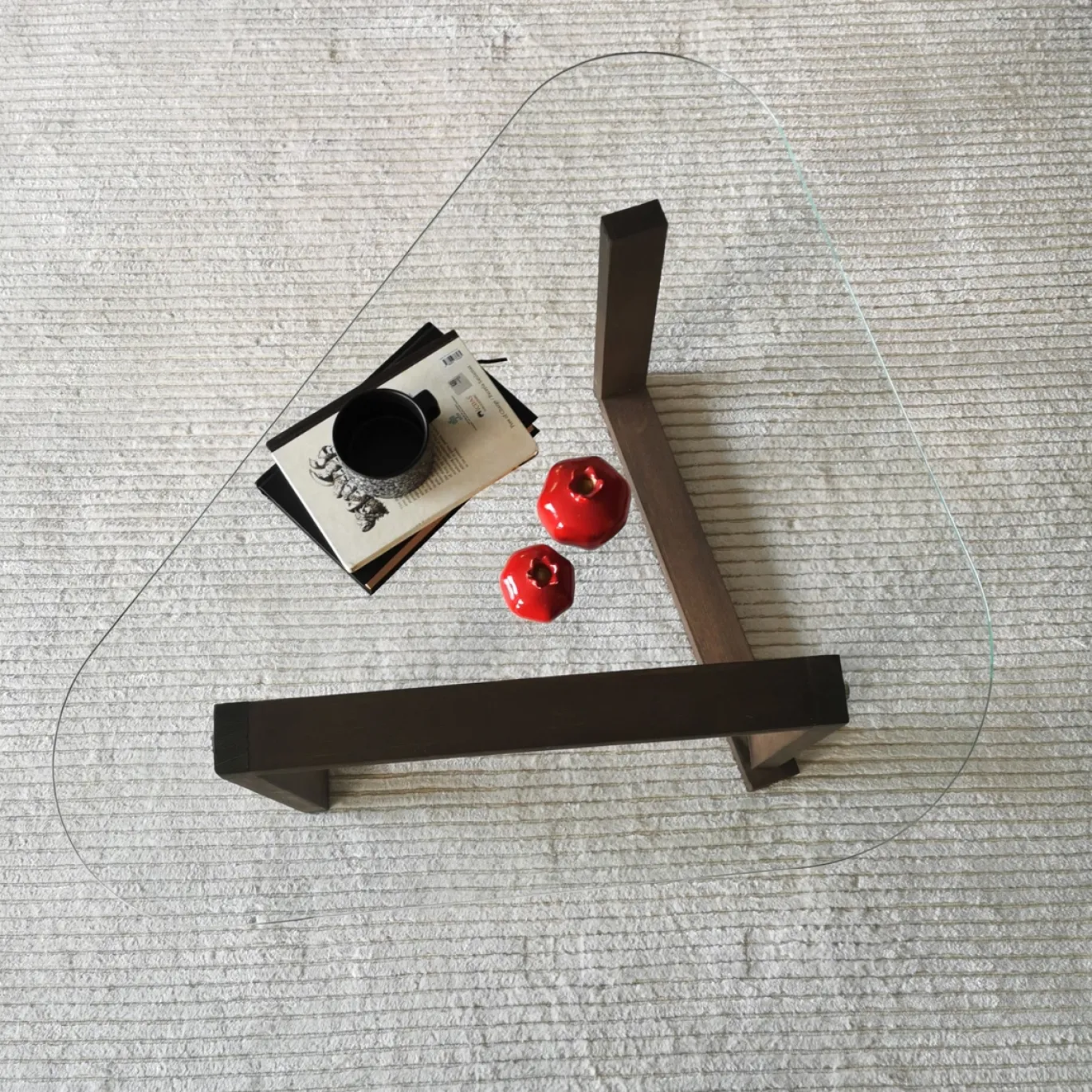 Salontafel Cam Block Glas/Walnoot