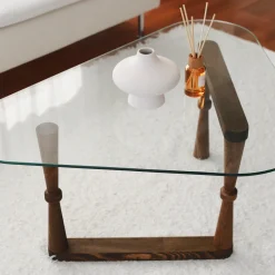Salontafel Cam Cone Glas/Walnoot