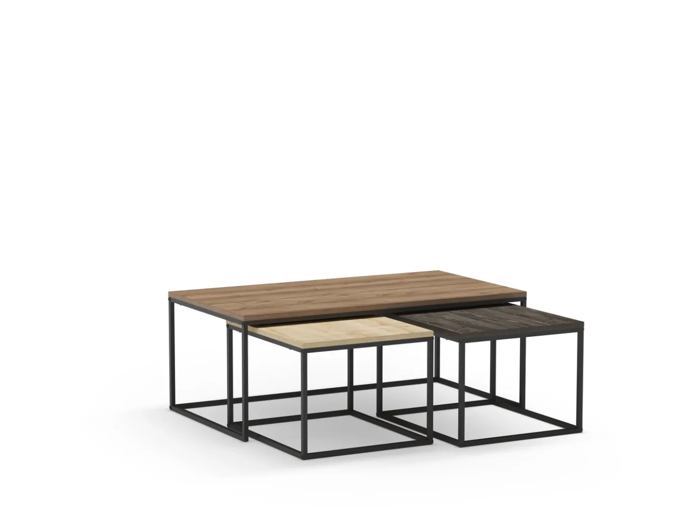 Salontafel Camelia Set van 3 Walnoot-eiken Donkerbruin - Giga Meubel