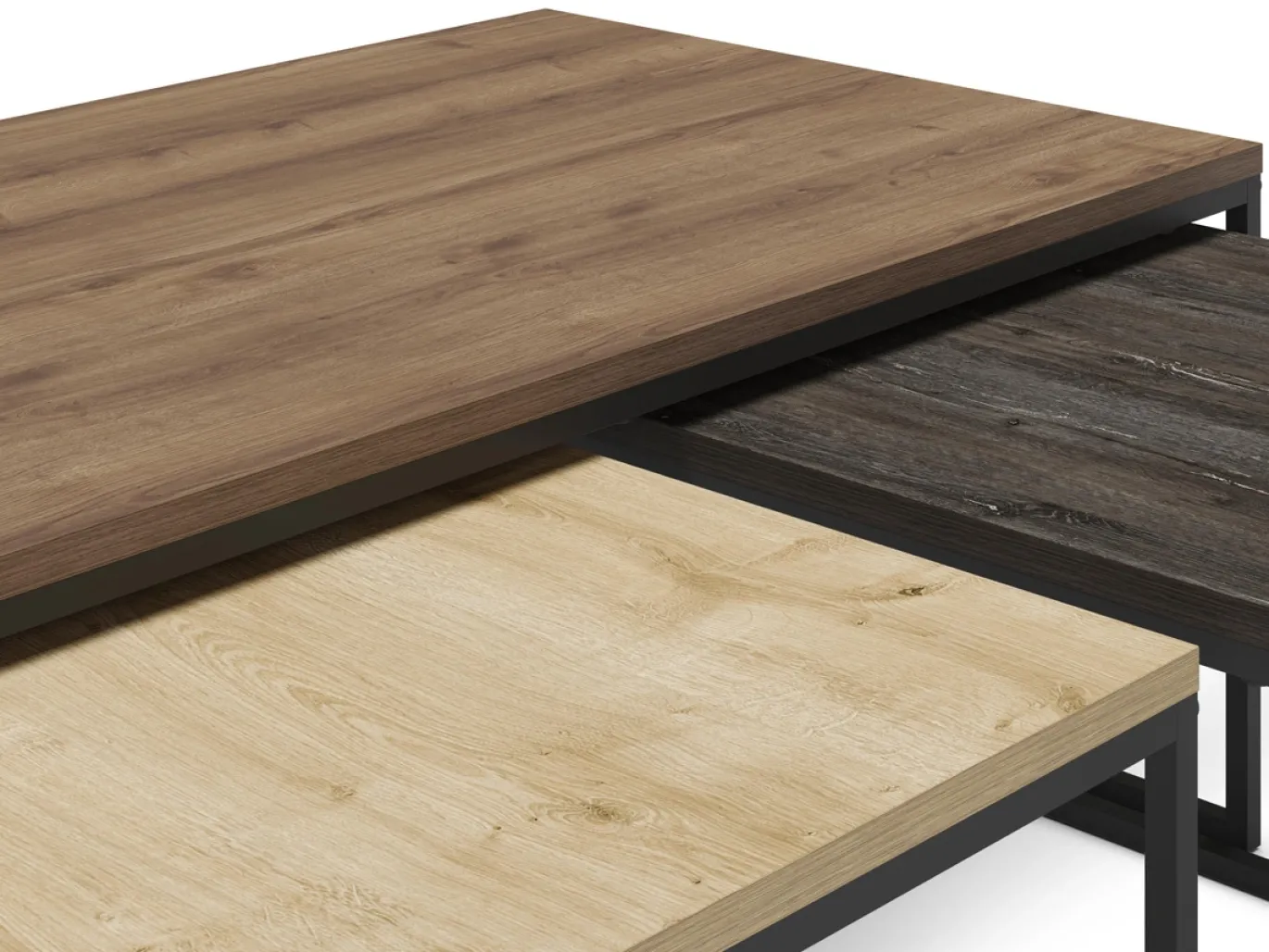 Salontafel Camelia Set van 3 Walnoot-eiken Donkerbruin - Giga Meubel