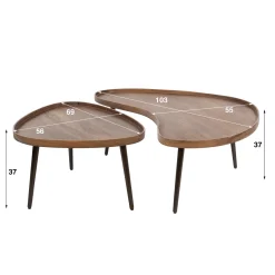 Salontafel Carve Organisch Set Van 2 Massief Acacia Bruin - Giga Meubel