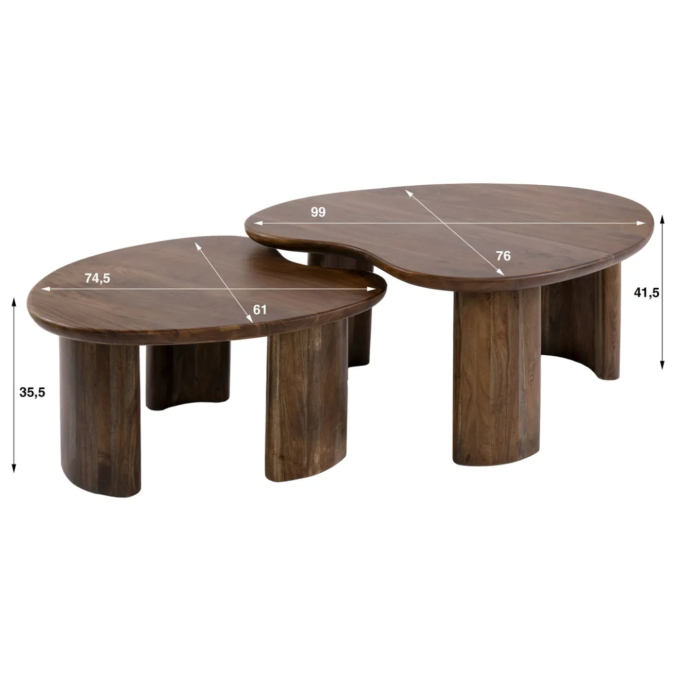 Salontafel Central Acaciahout Bruin Set van 2 - Giga Meubel