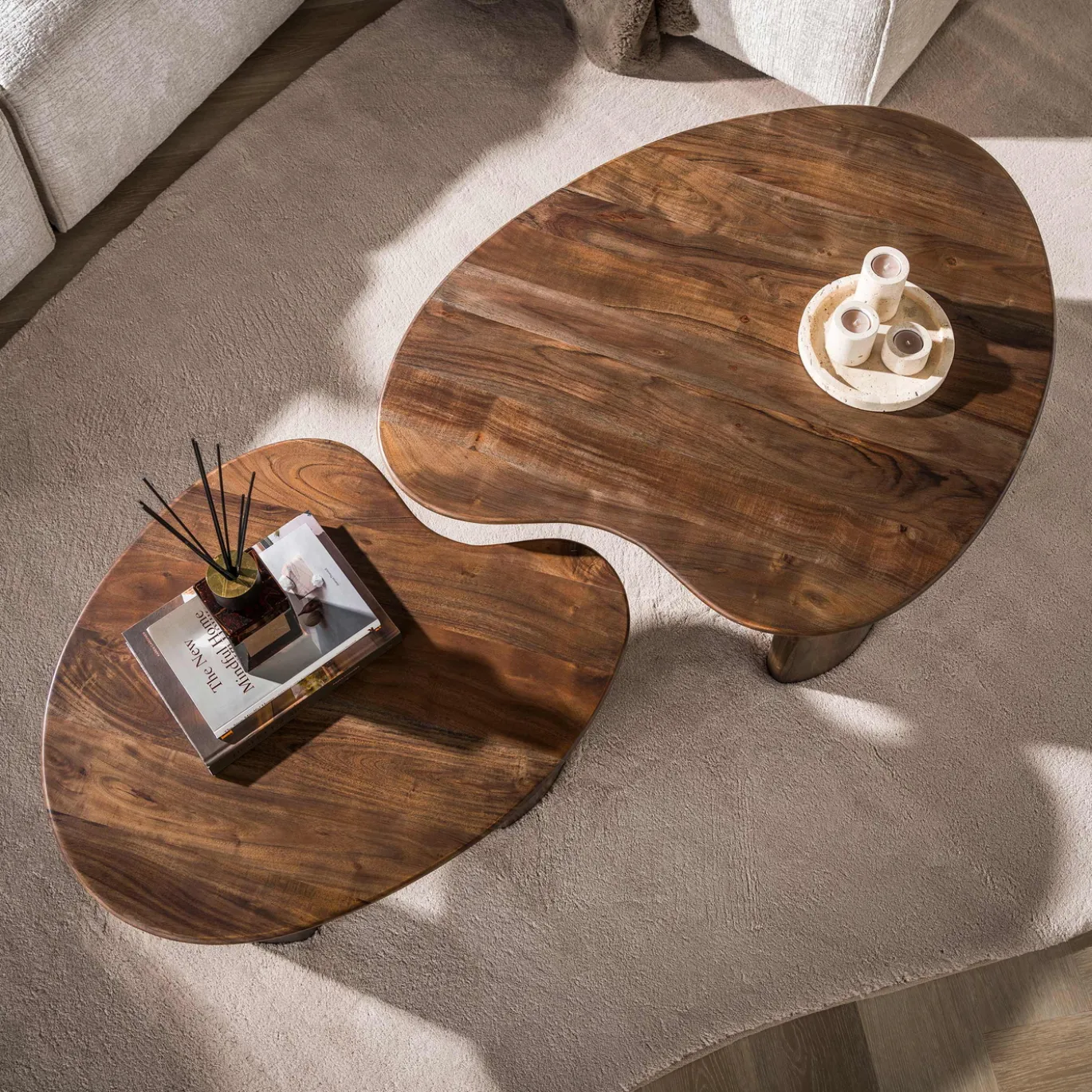 Salontafel Central Acaciahout Bruin Set van 2 - Giga Meubel