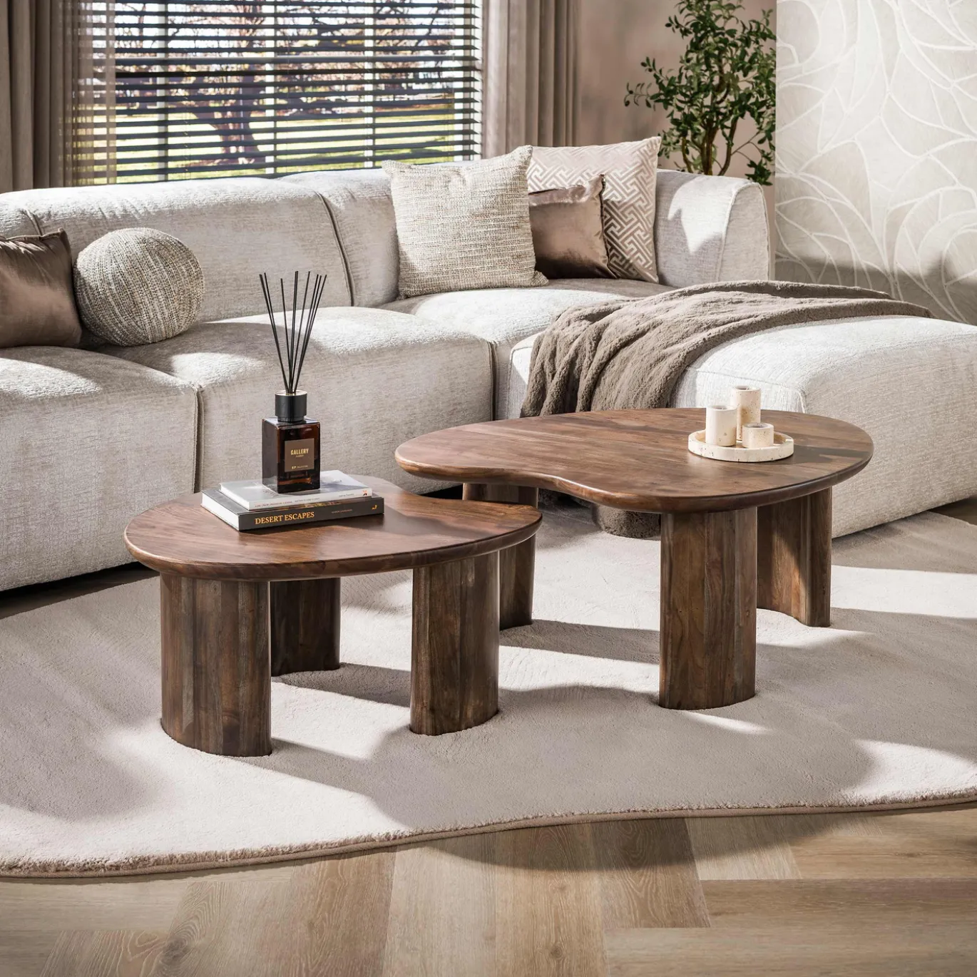 Salontafel Central Acaciahout Bruin Set van 2 - Giga Meubel