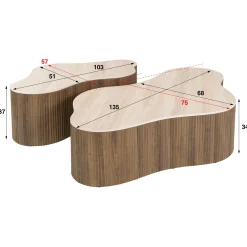 Salontafel Ceramo Grande Set Van 2 3d Keramiek Travertin - Giga Meubel