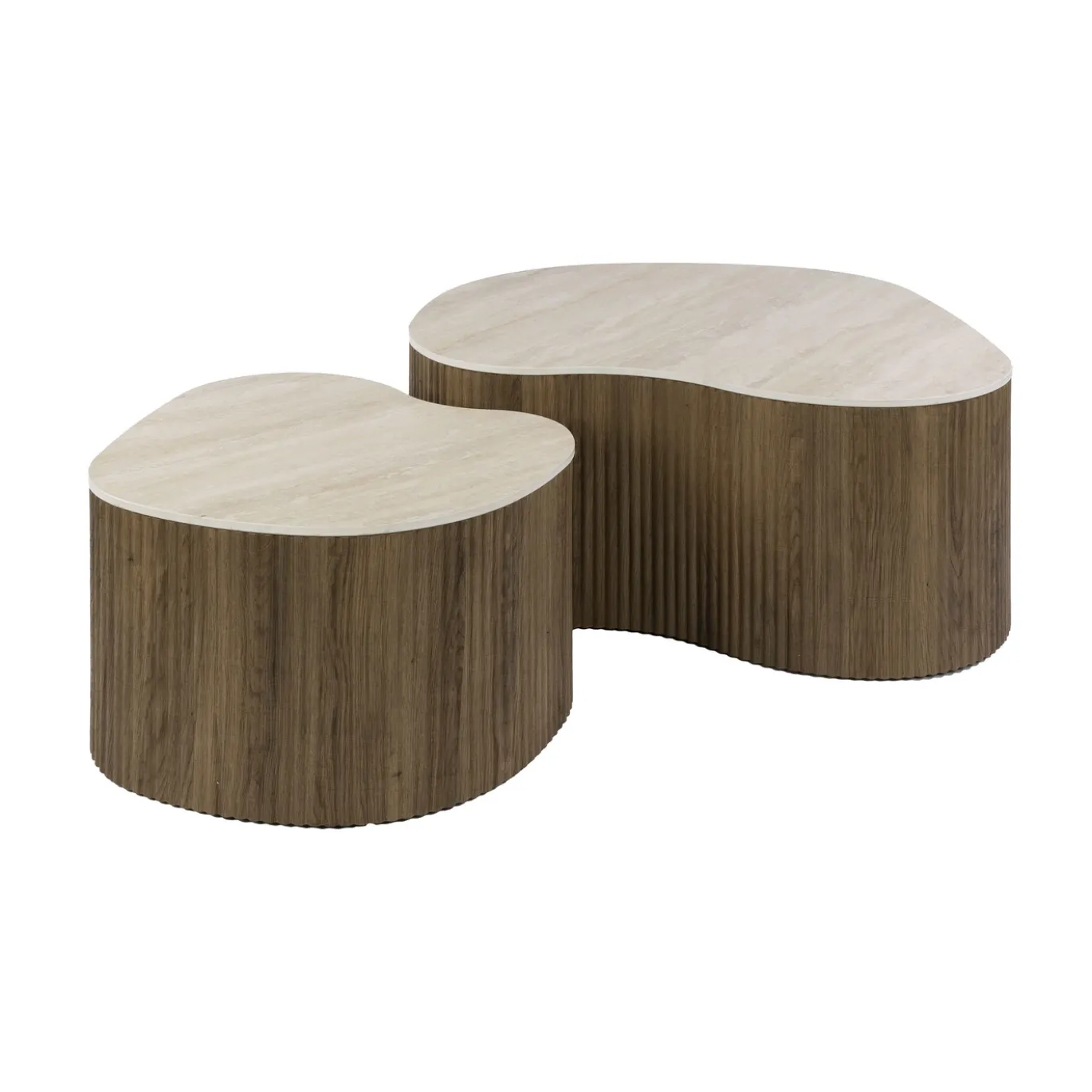 Salontafel Ceramo Medio Set Van 2 3d Keramiek Travertin - Giga Meubel