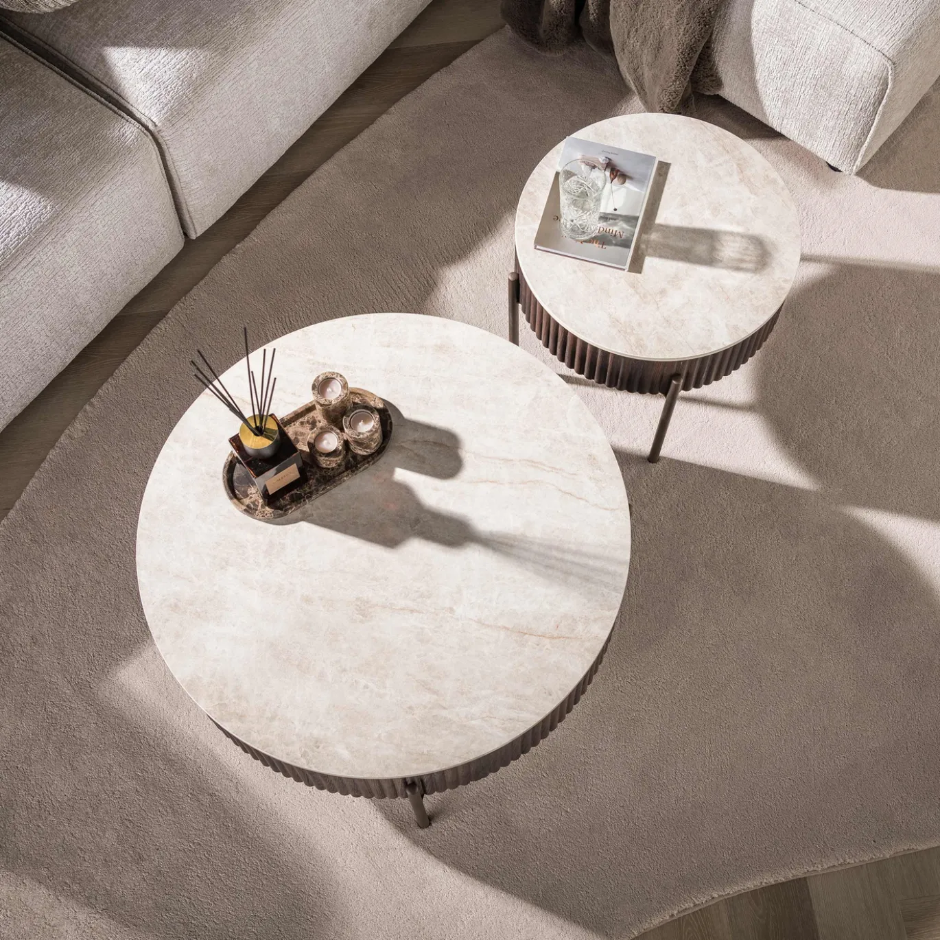 Salontafel Ceramo Rond Keramiek Taj Mahal Set Van 2 - Giga Meubel