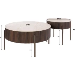Salontafel Ceramo Rond Keramiek Taj Mahal Set Van 2 - Giga Meubel