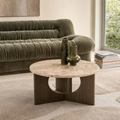 Salontafel Cira Marmer Bruin Ø80cm - Giga Living
