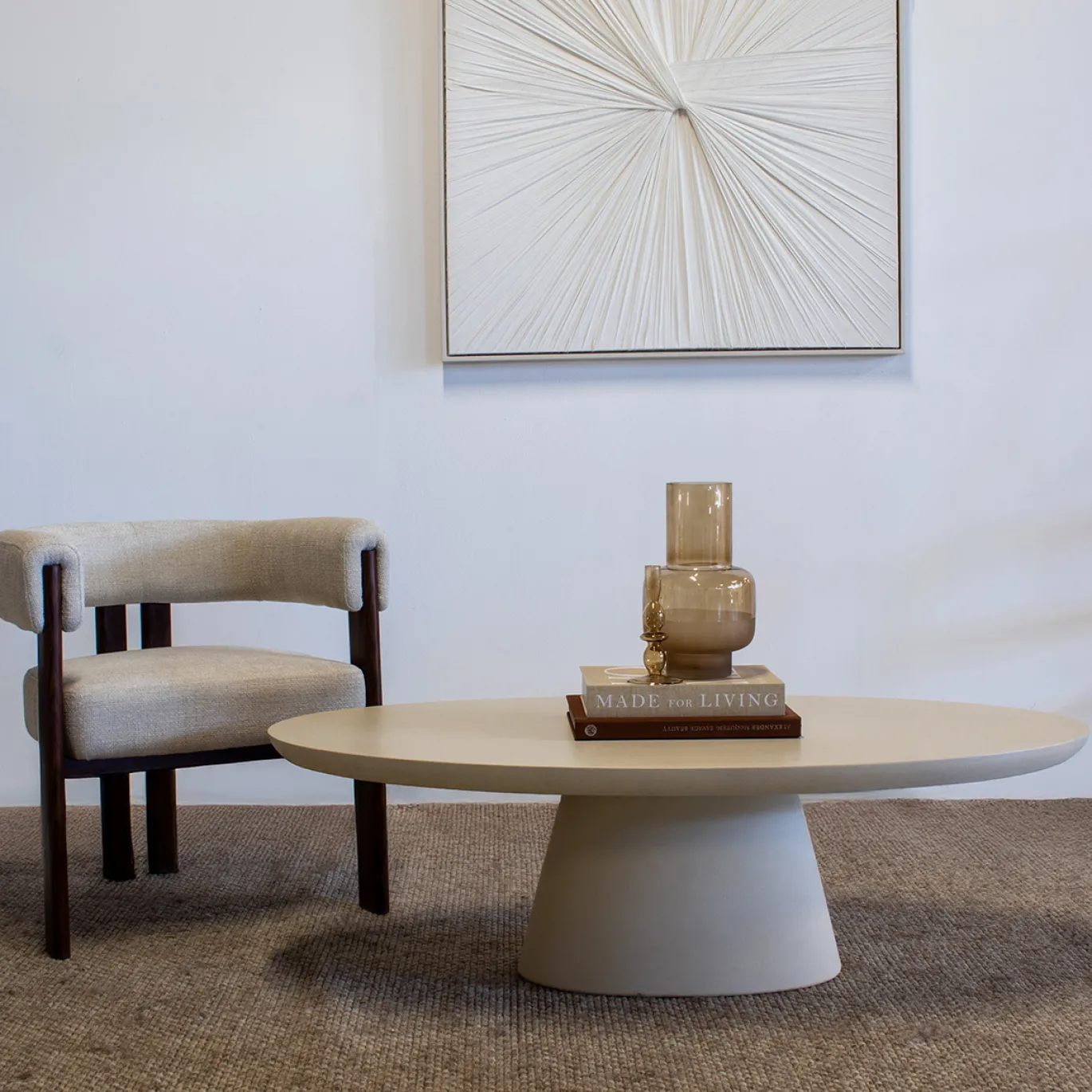 Salontafel Cleo Ovaal Beige 130cm - Giga Meubel